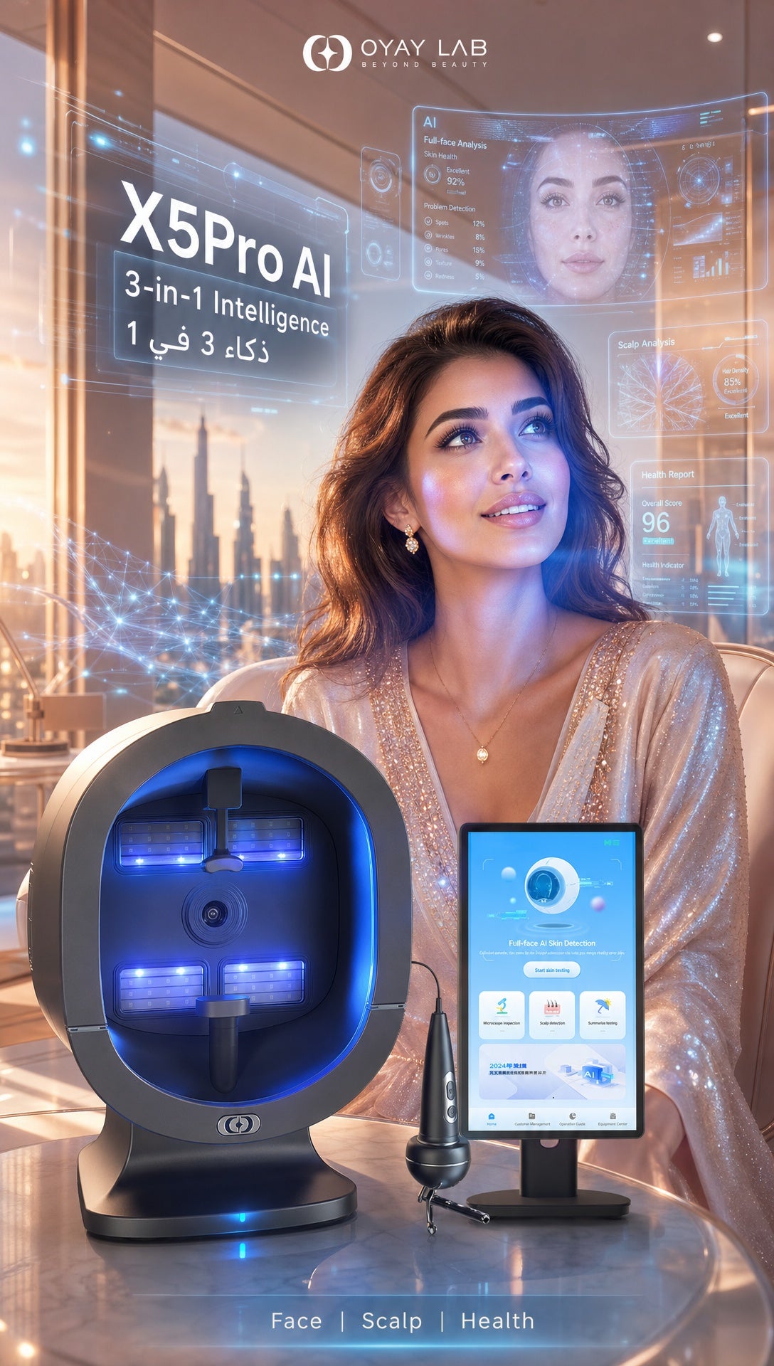 OYAY LAB X5Pro: The Ultimate 5-in-1 AI Face &amp; Scalp Health Management System
