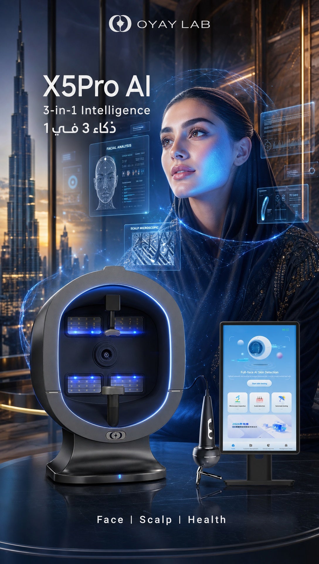 OYAY LAB X5Pro: The Ultimate 5-in-1 AI Face &amp; Scalp Health Management System