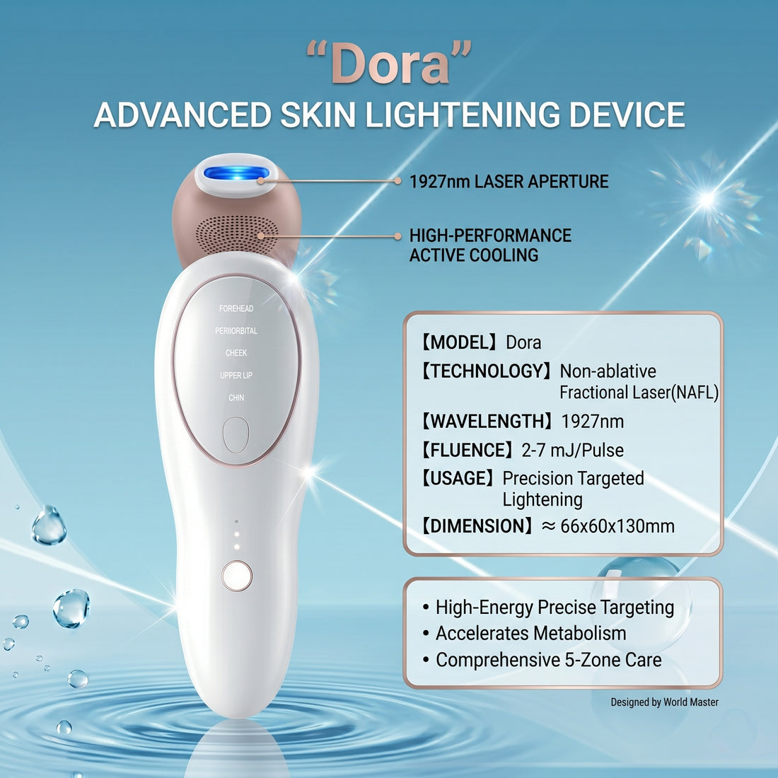 Dora 1927nm Fractional Laser Skin Brightening Device | At-Home Dark Spot Eraser &amp; Pigmentation Corrector | Non-Ablative, Zero Downtime | CE Certified