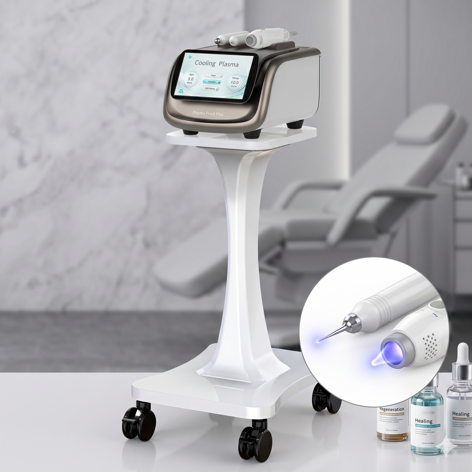 Professional Cold Plasma Skin Rejuvenation System | Clinic-Grade Aesthetic Machine for Acne, Anti-Aging &amp; Wound Healing | 3-in-1 Handpieces (Scan, Smooth, SSR) | Non-Thermal, CE Certified