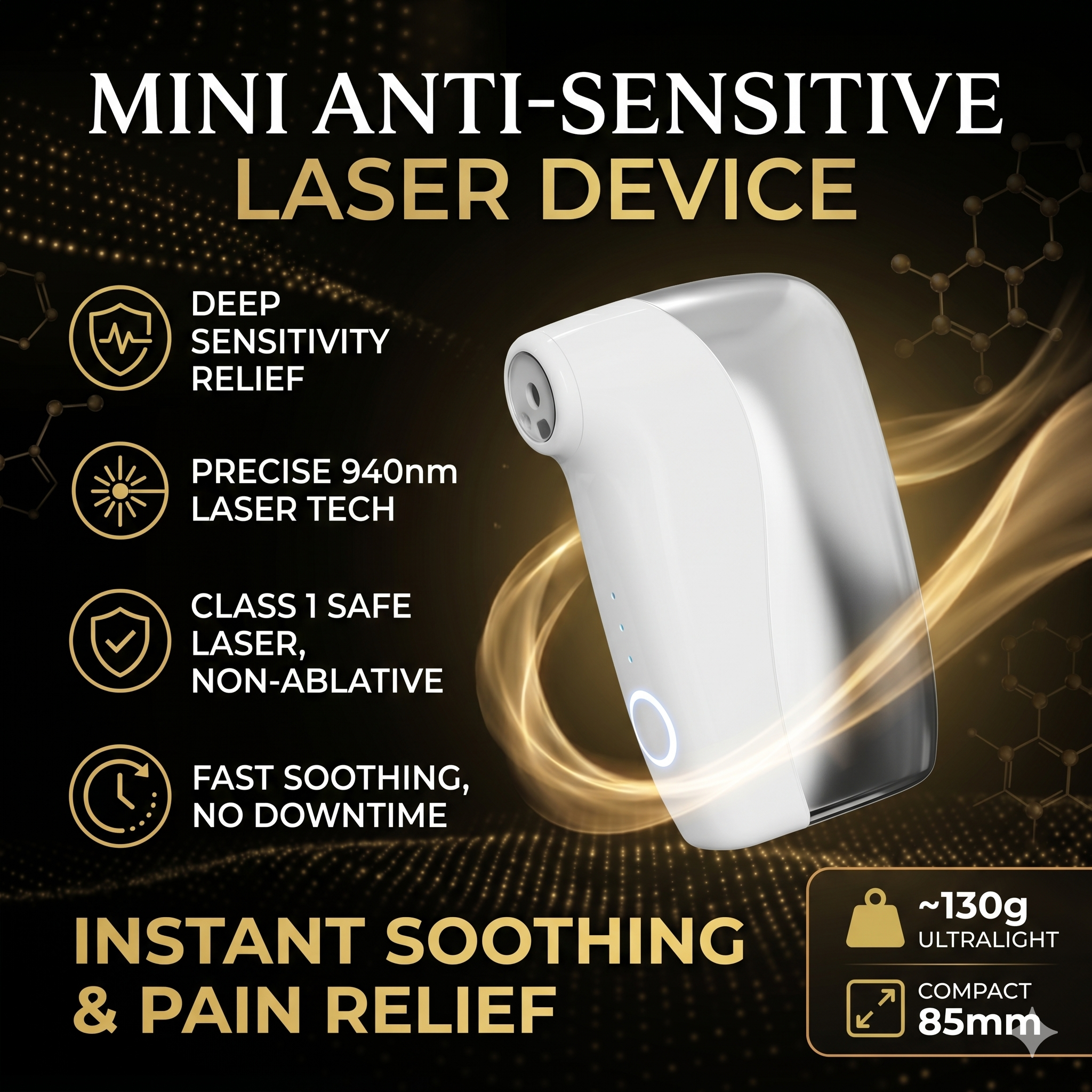 RelaxLight 940nm Advanced Skin Soothing Laser | Portable Anti-Redness &amp; Barrier Repair Device | Painless Calming for Sensitive Skin | CE Certified